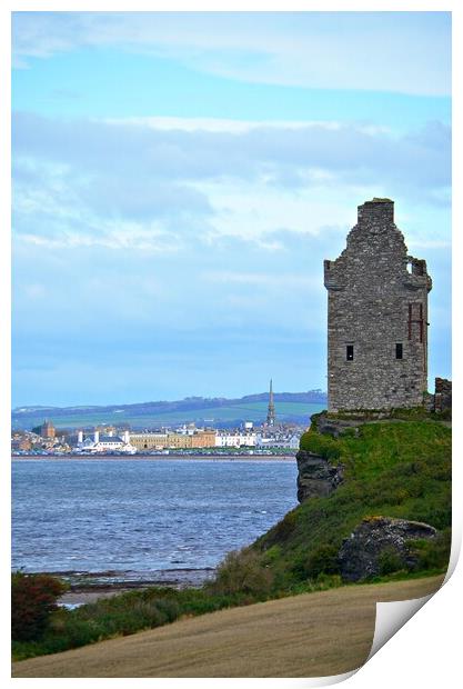 A view of Ayr and Greenan Castle Print by Allan Durward Photography