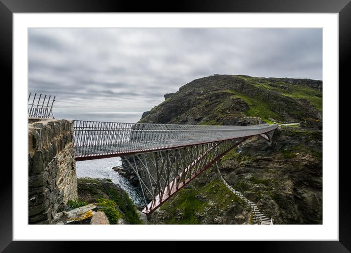 Tintagel Castle Bridge Framed Mounted Print by David Wilkins