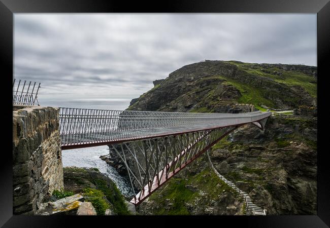 Tintagel Castle Bridge Framed Print by David Wilkins