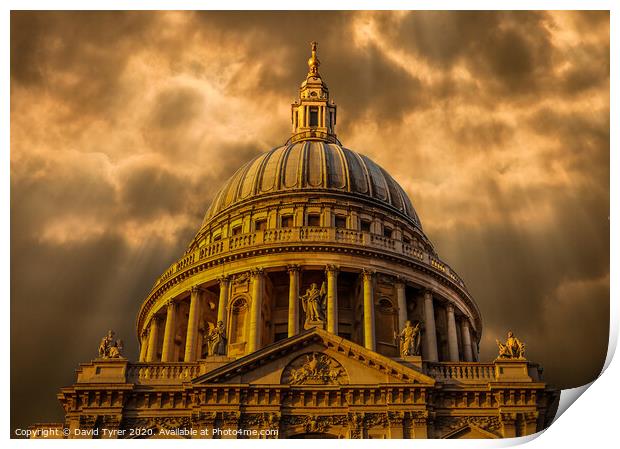Divine Illumination: St Paul's Cathedral Print by David Tyrer