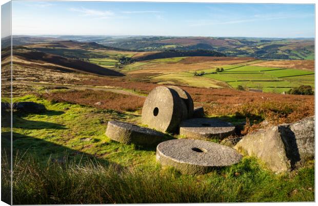 Millstones at Stanage Edge Canvas Print by Andrew Kearton