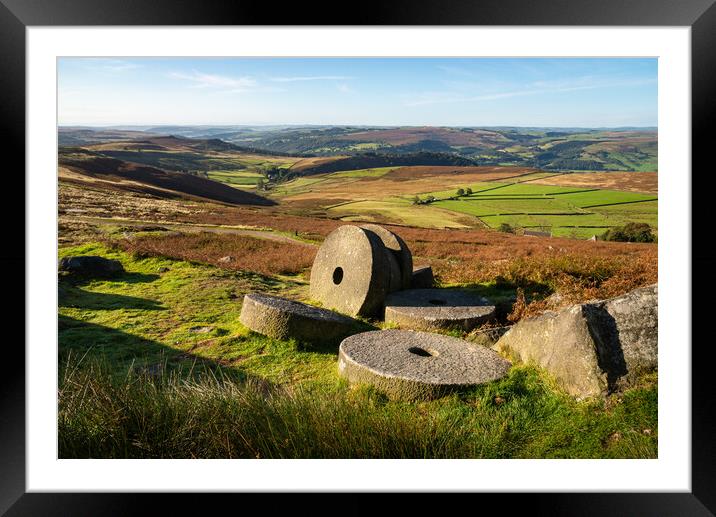 Millstones at Stanage Edge Framed Mounted Print by Andrew Kearton
