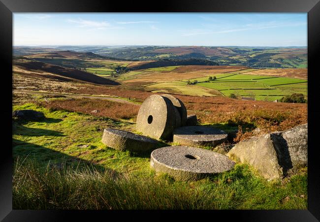 Millstones at Stanage Edge Framed Print by Andrew Kearton