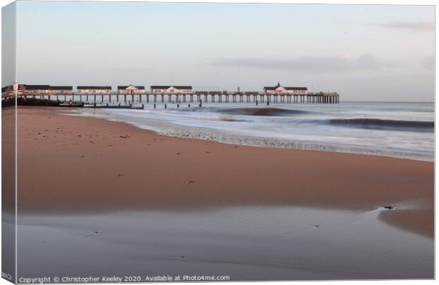 Southwold beach and pier Canvas Print by Christopher Keeley
