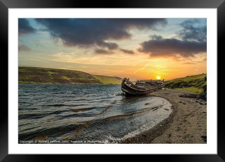 Final resting place of an old boat at Trondra, She Framed Mounted Print by Richard Ashbee