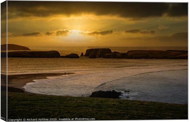Sunset at St Ninian's Isle Shetland Canvas Print by Richard Ashbee