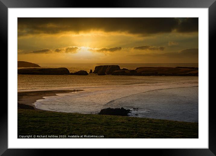 Sunset at St Ninian's Isle Shetland Framed Mounted Print by Richard Ashbee