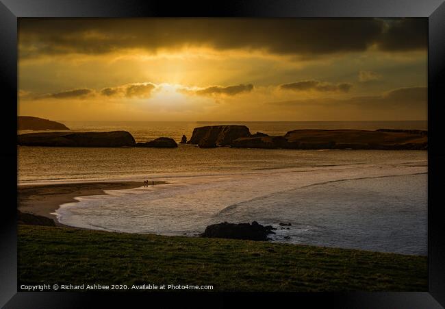 Sunset at St Ninian's Isle Shetland Framed Print by Richard Ashbee