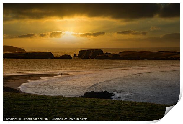 Sunset at St Ninian's Isle Shetland Print by Richard Ashbee