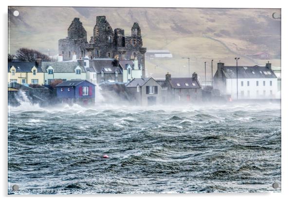 Hurricane hits Shetland Acrylic by Richard Ashbee
