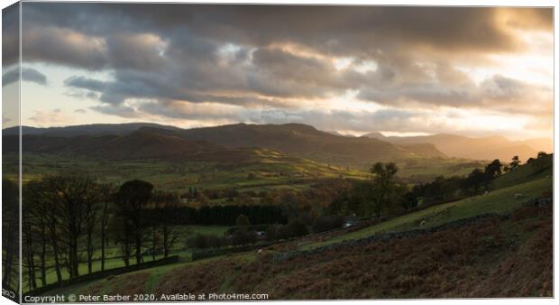 Fiery Threlkeld Sunset Canvas Print by Peter Barber