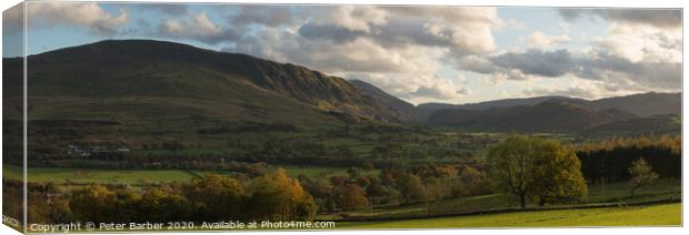 Threlkeld Autumn Panorama Canvas Print by Peter Barber