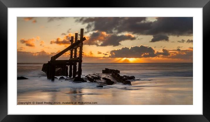 Happisburgh beach at sunrise Framed Mounted Print by David Powley