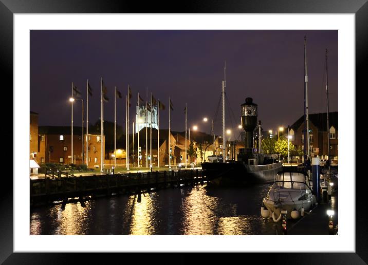 hull marina at night Framed Mounted Print by Martin Parkinson