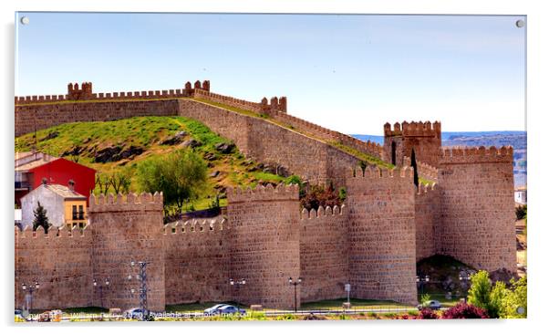 Avila Castle Walls Ancient Medieval City Cityscape Castile Spain Acrylic by William Perry