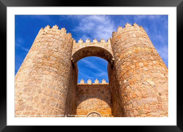 Avila Castle Town Walls Arch Gate Cityscape Castile Spain Framed Mounted Print by William Perry