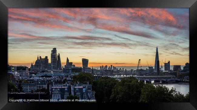 Stunning beautiful landscape cityscape skyline image of London in England during colorful Autumn sunrise Framed Print by Matthew Gibson