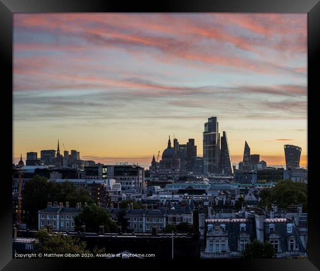 Stunning beautiful landscape cityscape skyline image of London in England during colorful Autumn sunrise Framed Print by Matthew Gibson
