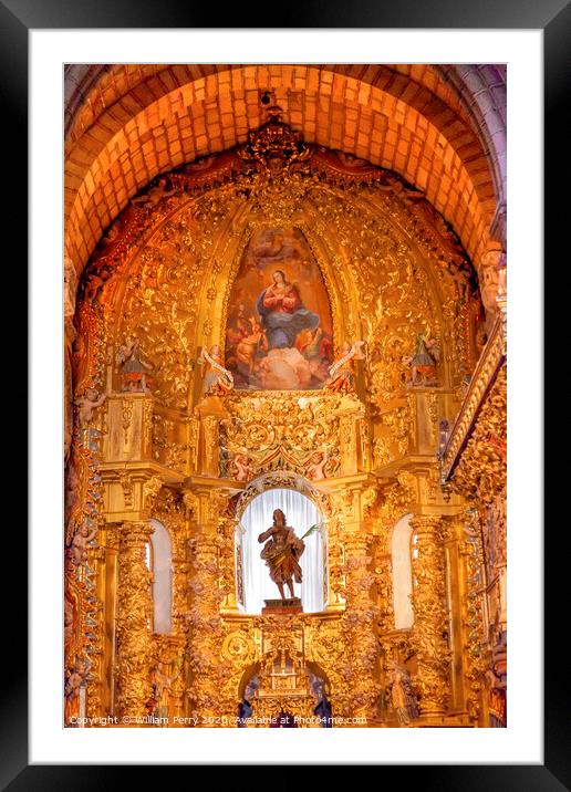 Avila Cathedral Basilica Altar Statue Mary Painting Spain Framed Mounted Print by William Perry