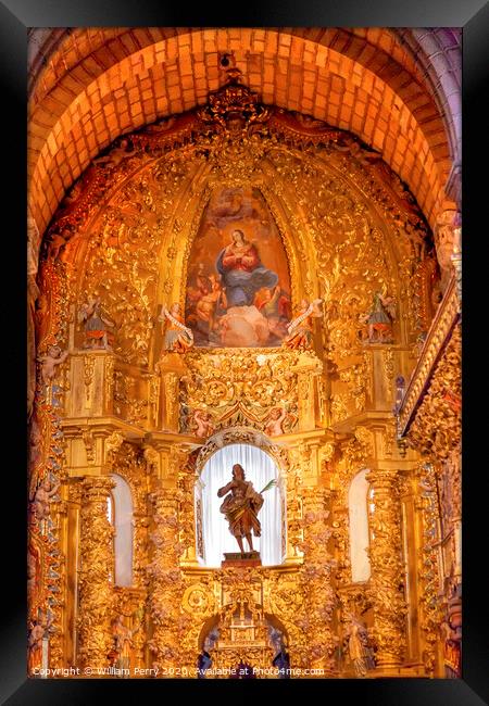 Avila Cathedral Basilica Altar Statue Mary Painting Spain Framed Print by William Perry