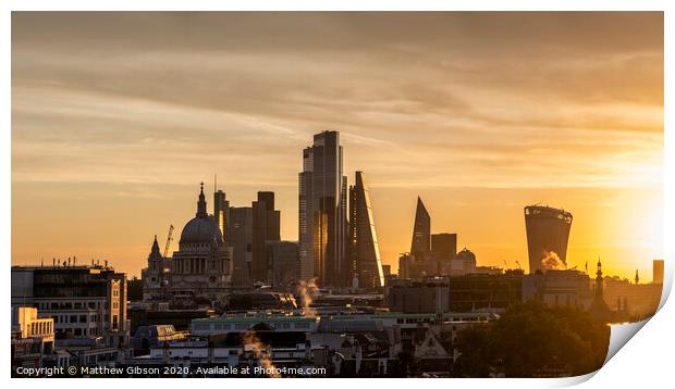 Stunning beautiful landscape cityscape skyline image of London in England during colorful Autumn sunrise Print by Matthew Gibson