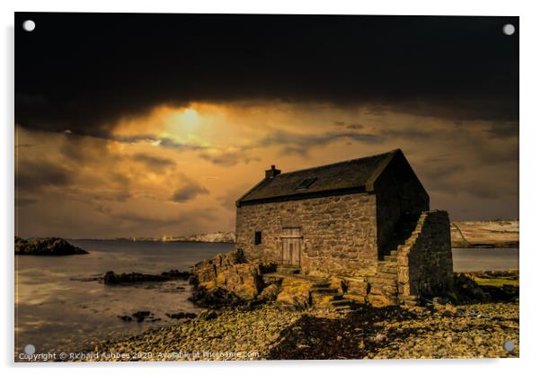 Moonlight over Nesbister Bod, Shetland Acrylic by Richard Ashbee