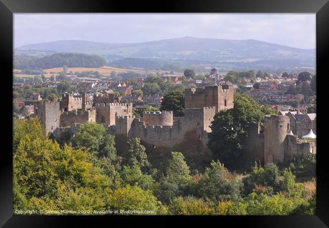 A view looking down on Ludlow Castle Framed Print by Simon Marlow