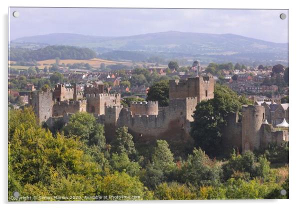 A view looking down on Ludlow Castle Acrylic by Simon Marlow