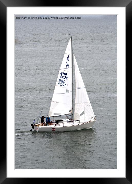 Yacht enters Plymouth sound Framed Mounted Print by Chris Day