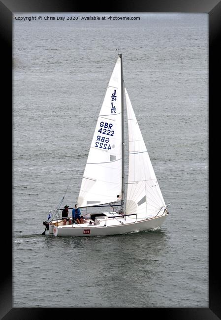 Yacht enters Plymouth sound Framed Print by Chris Day