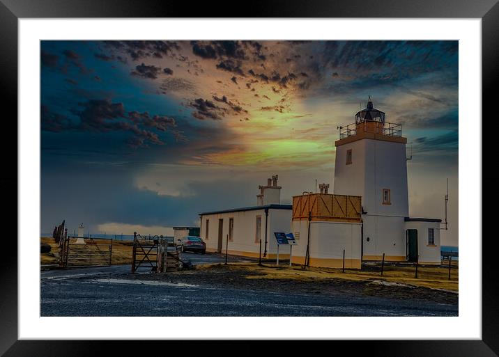 Sunset at Eshaness lighthouse Shetland Framed Mounted Print by Richard Ashbee
