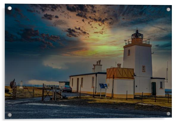 Sunset at Eshaness lighthouse Shetland Acrylic by Richard Ashbee