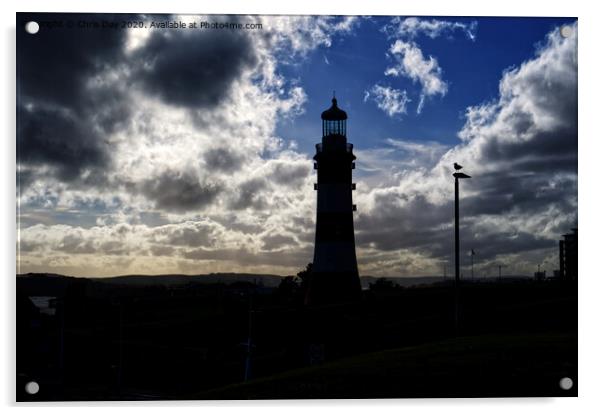 Smeatons Tower Silhouette Acrylic by Chris Day