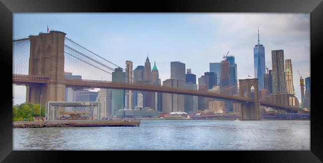 Brooklyn Bridge & Manhattan Framed Print by Phil Clements