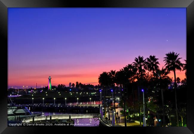 Twilight in Long Beach Framed Print by Darryl Brooks