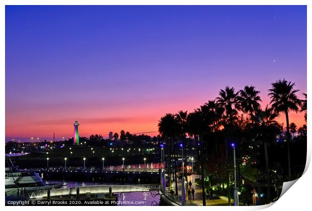 Twilight in Long Beach Print by Darryl Brooks
