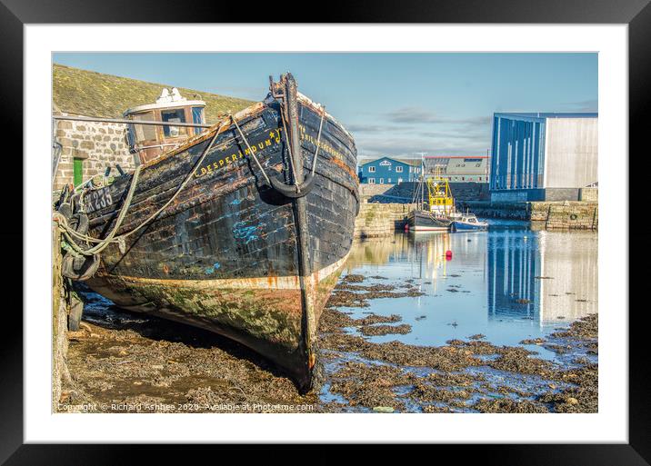 Old Shetland fishing boat, Hays dock, Lerwick, She Framed Mounted Print by Richard Ashbee