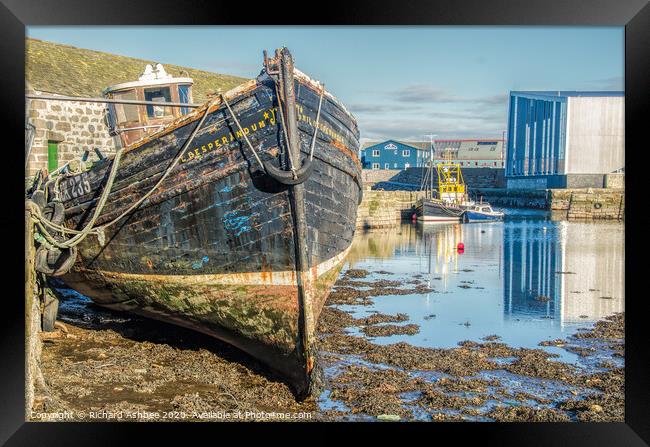 Old Shetland fishing boat, Hays dock, Lerwick, She Framed Print by Richard Ashbee