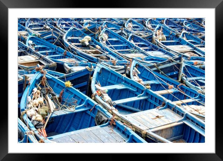 The blue boats of Essaouira Framed Mounted Print by David Birchall