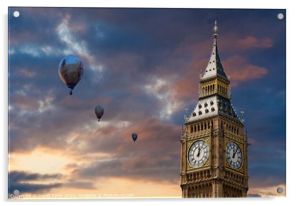 Iconic Big Ben Amid Floating Balloons Acrylic by David Tyrer