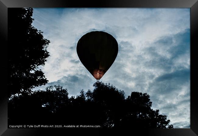 Hot Air Balloon In Dawn Sky Framed Print by Tylie Duff Photo Art