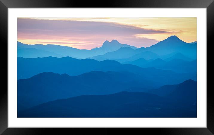 Sunset light over the spanish Pyrenees mountains Framed Mounted Print by Arpad Radoczy