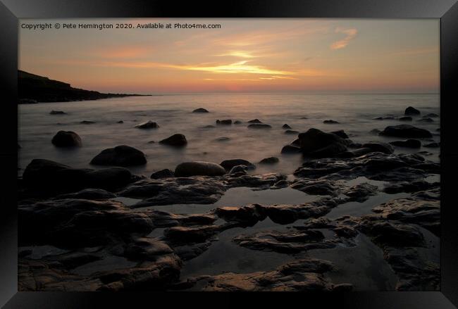 Sunset at Porth Ledden Framed Print by Pete Hemington