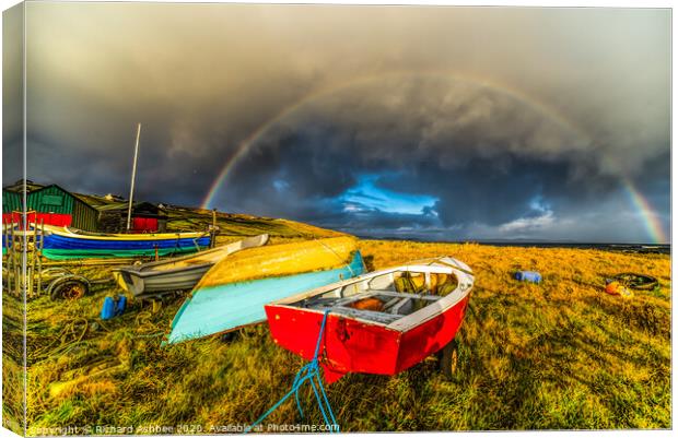 Shetland Coastal  winter rainbow Canvas Print by Richard Ashbee