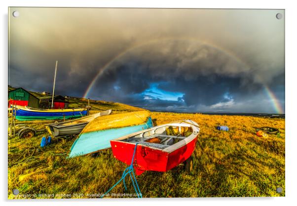 Shetland Coastal  winter rainbow Acrylic by Richard Ashbee