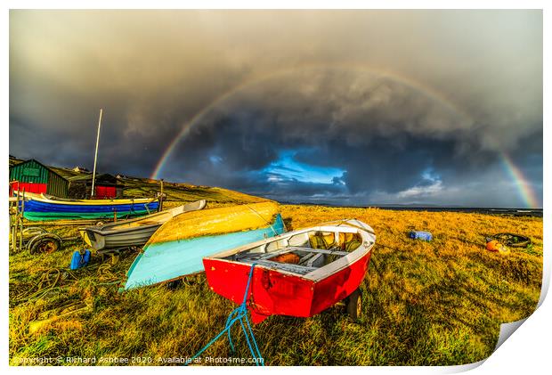 Shetland Coastal  winter rainbow Print by Richard Ashbee