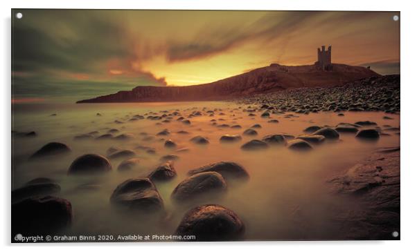 Dunstanburgh Castle Sunrise Acrylic by Graham Binns