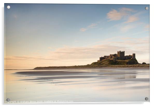 Footsteps On Bamburgh Castle Beach Acrylic by Graham Binns