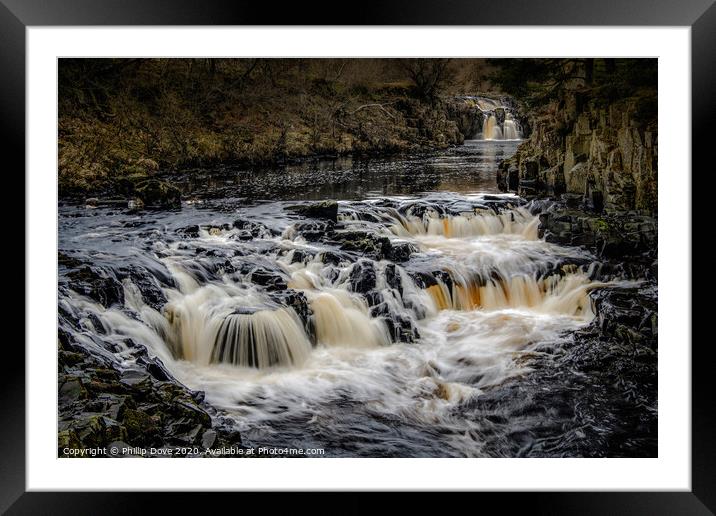 Low Force Waterfall, Teesdale Framed Mounted Print by Phillip Dove LRPS