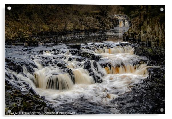 Low Force Waterfall, Teesdale Acrylic by Phillip Dove LRPS